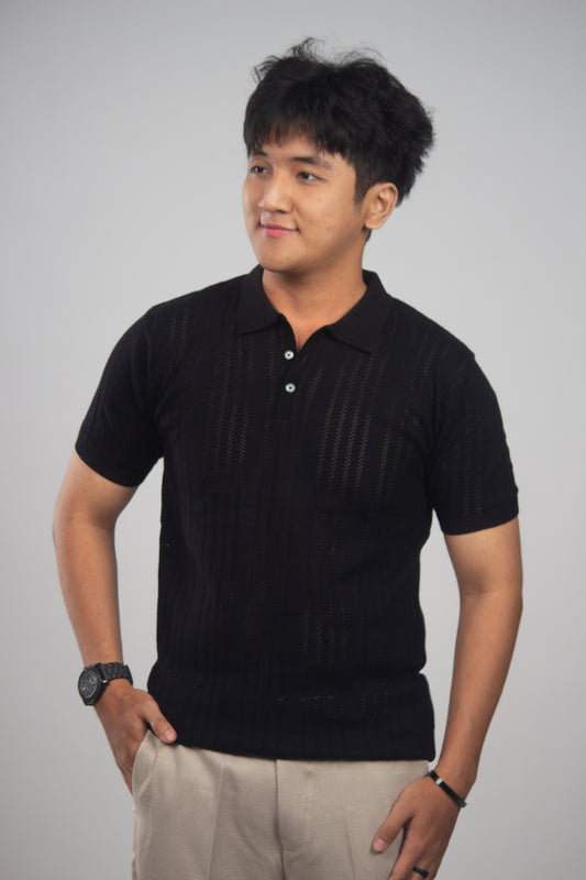 The Black Striped Polo T-Shirt