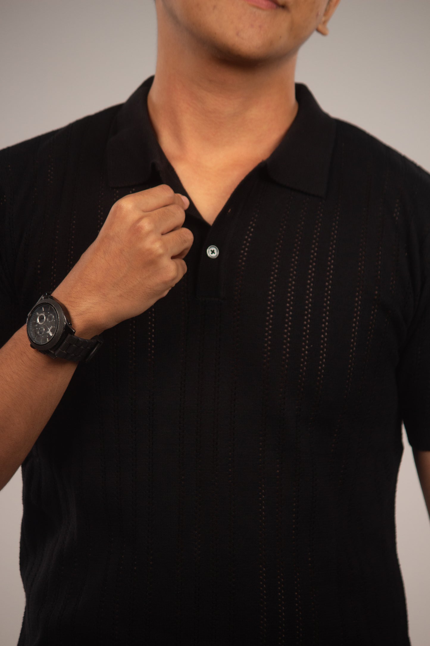 The Black Striped Polo T-Shirt