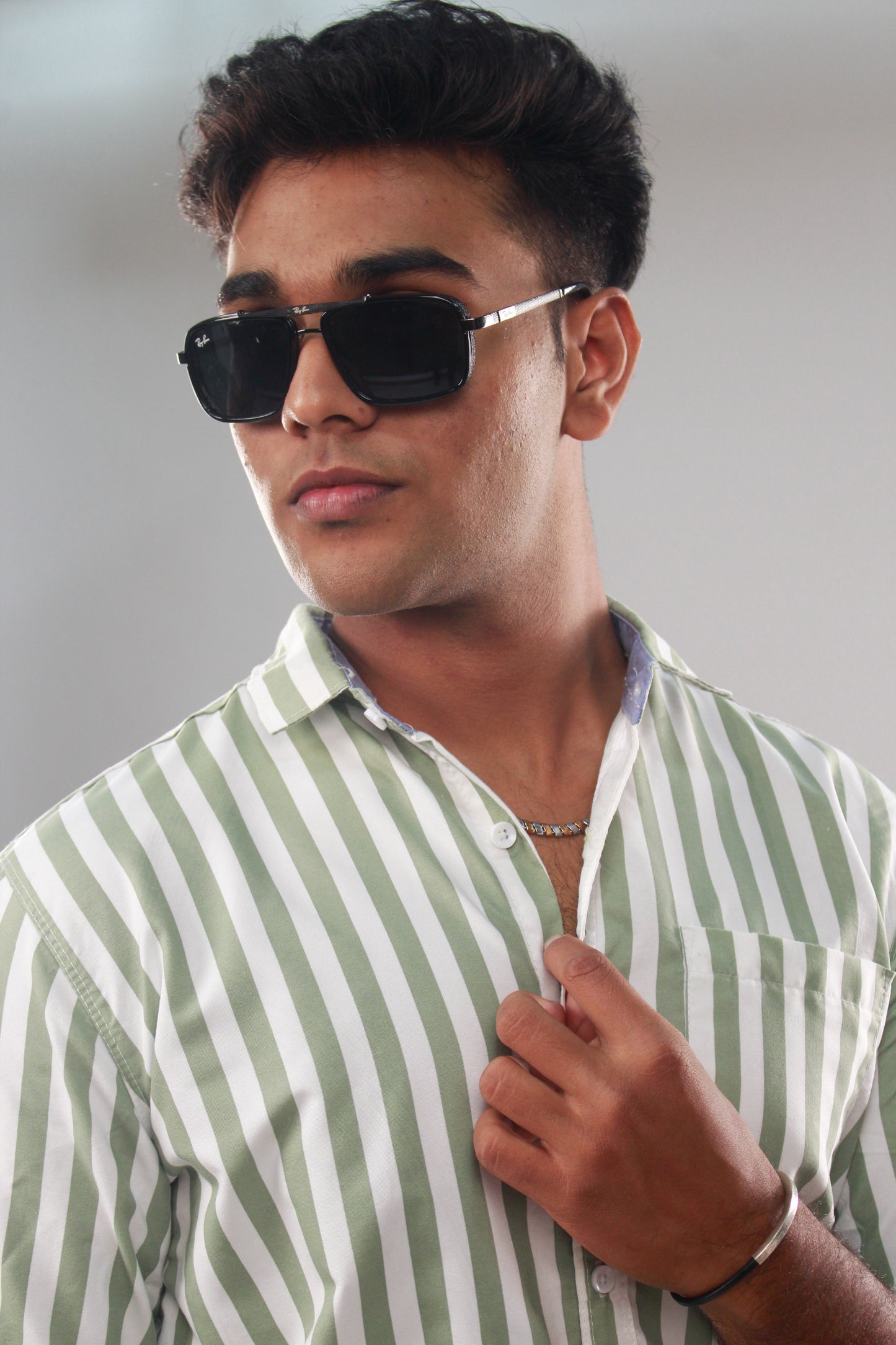 Classy Stripe Green Shirt