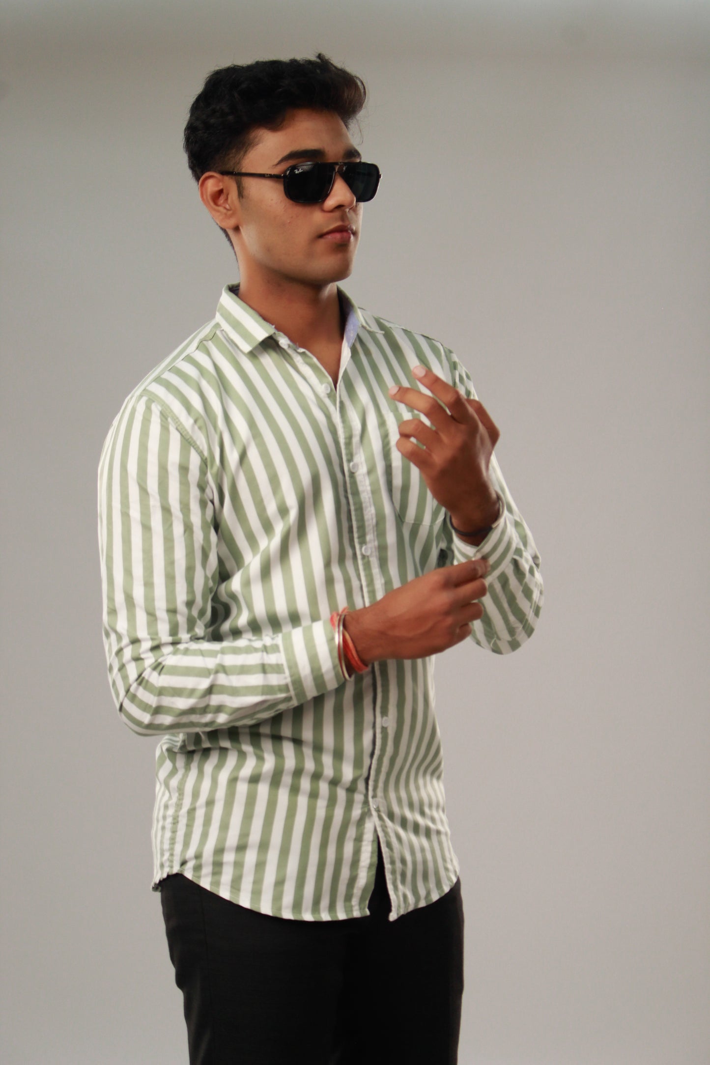 Classy Stripe Green Shirt