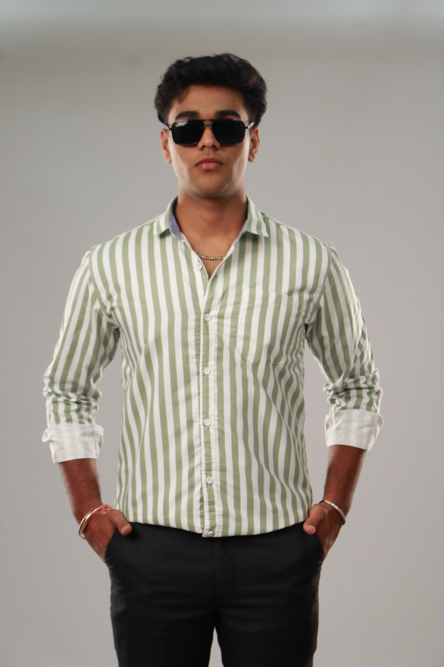 Classy Stripe Green Shirt